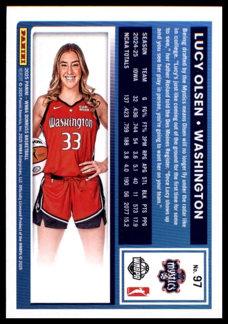 2025 Panini Donruss WNBA - Rated Rookie Lucy Olsen #97 (RC) - Basketball Card Single