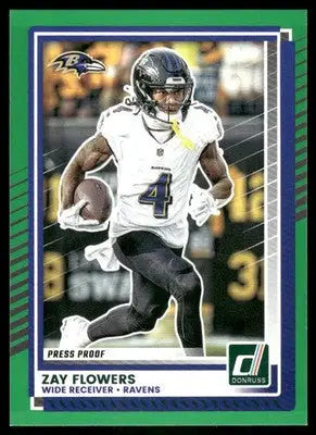 2025 Panini Donruss Zay Flowers #165 Press Proof Green Football - Football Card Single