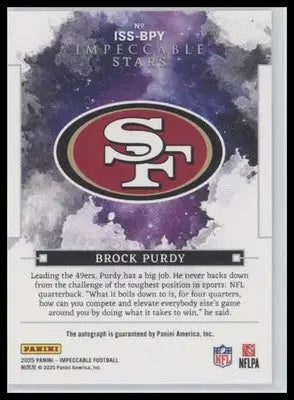 2025 Panini Impeccable Brock Purdy #ISS-BPY Stars Sigs Bronze #/25 49ers - Football Card Single