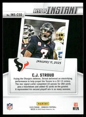 2025 Panini Instant Best Of Instant C.J. Stroud #INS-CSD Football - Football Card Single
