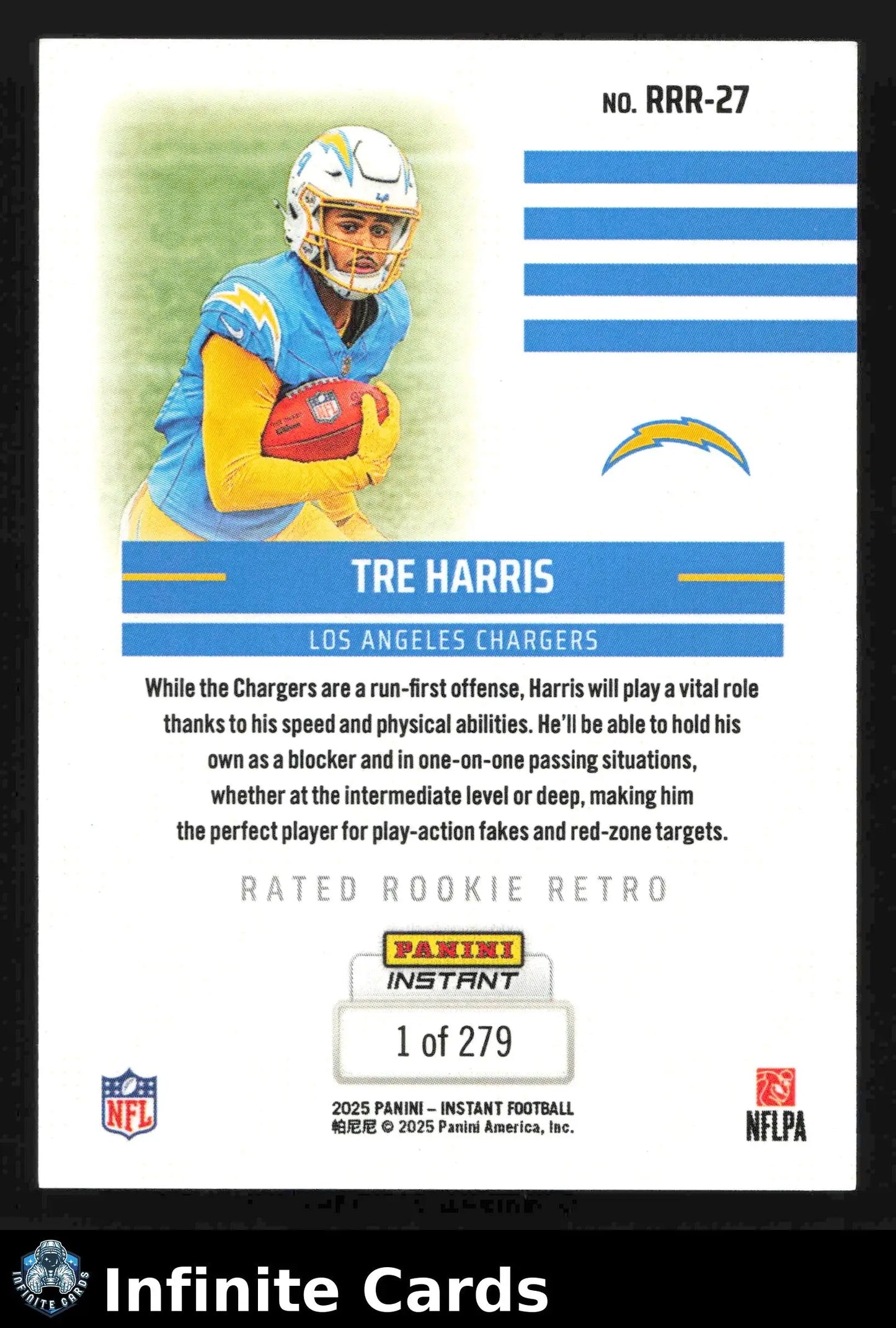 2025 Panini Instant Football TRE HARRIS #RRR-27 Rated Rookie Retro #/279 Charger - Football Card Single