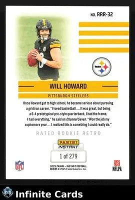 2025 Panini Instant Football WILL HOWARD #RRR-32 Rated Rookie Retro #/279 - Football Card Single