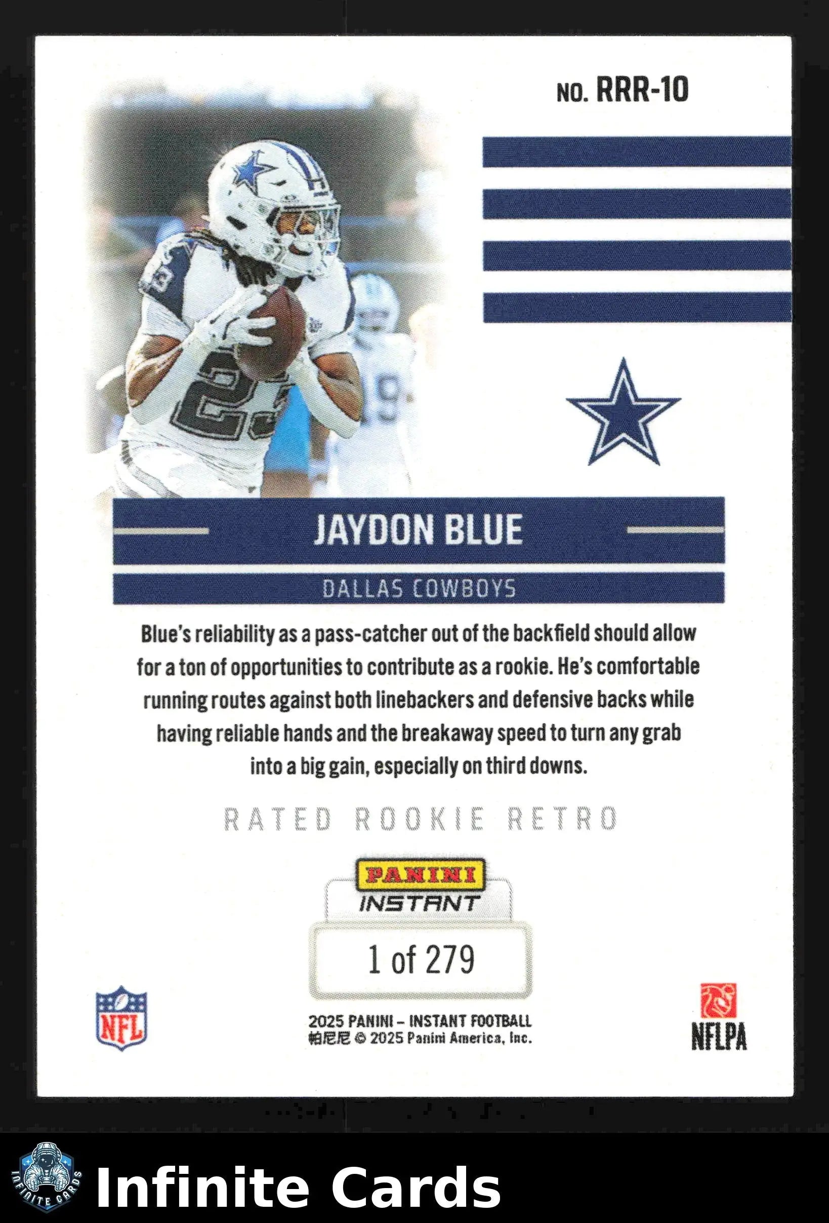2025 Panini Instant JAYDON BLUE #RRR-10 Rated Rookie Retro Dallas Cowboys RC - Football Card Single