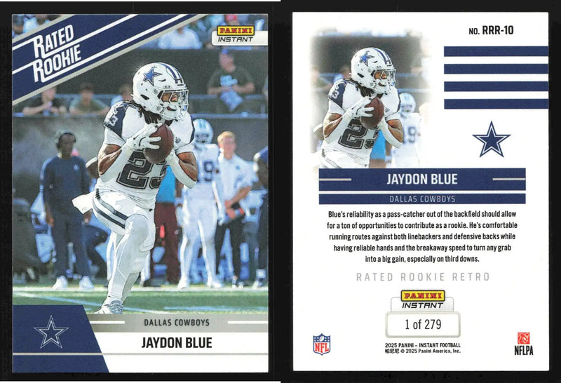 2025 Panini Instant JAYDON BLUE #RRR-10 Rated Rookie Retro Dallas Cowboys RC - Football Card Single