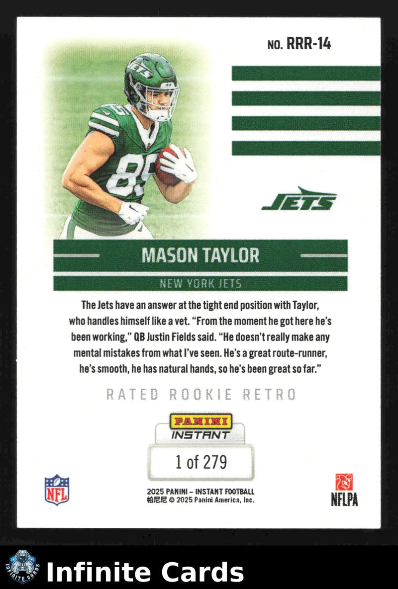2025 Panini Instant MASON TAYLOR #RRR-14 Rated Rookie Retro New York Jets RC - Football Card Single