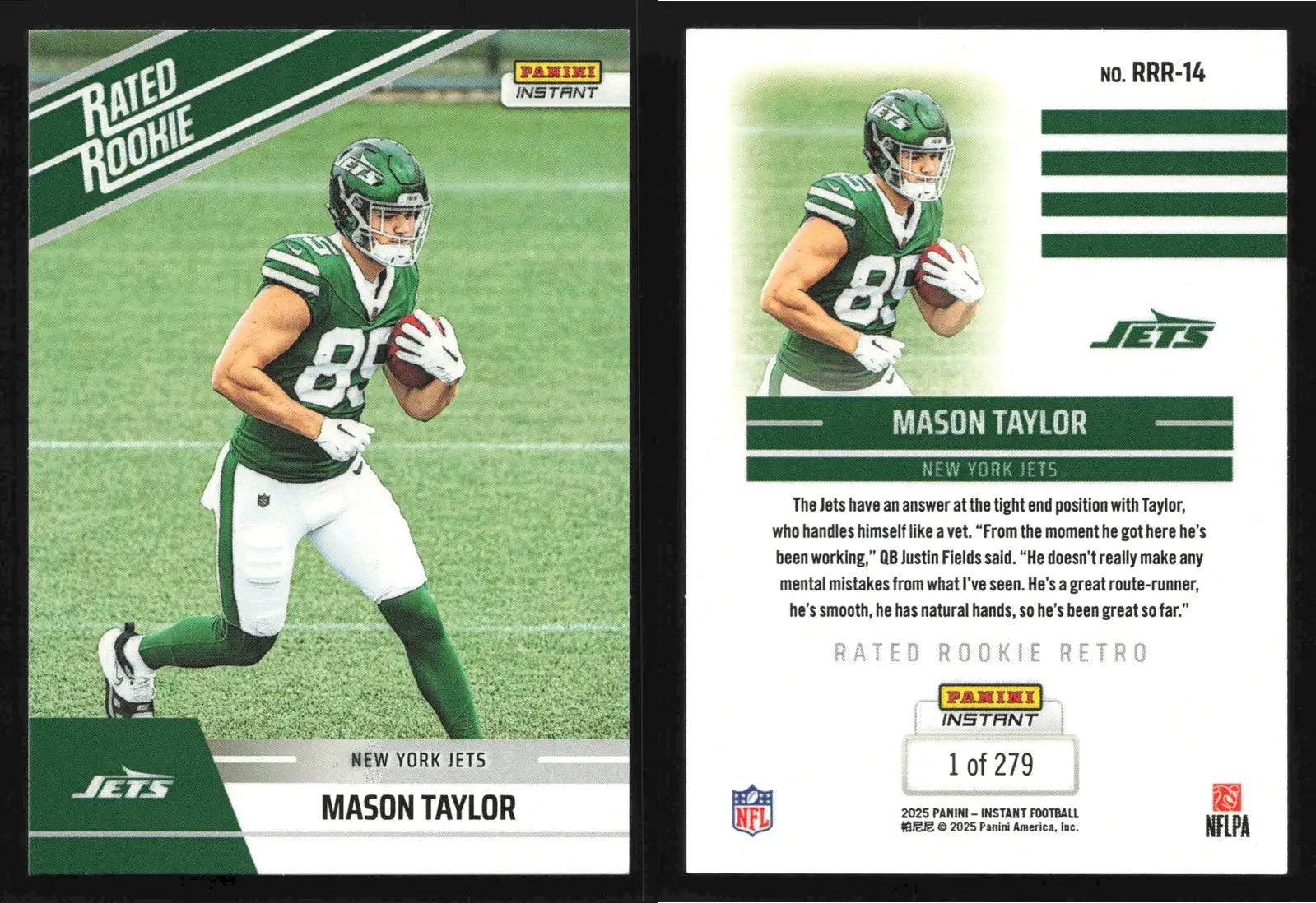 2025 Panini Instant MASON TAYLOR #RRR-14 Rated Rookie Retro New York Jets RC - Football Card Single