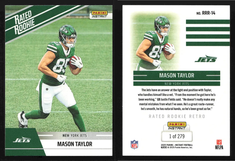 2025 Panini Instant MASON TAYLOR #RRR-14 Rated Rookie Retro New York Jets RC - Football Card Single