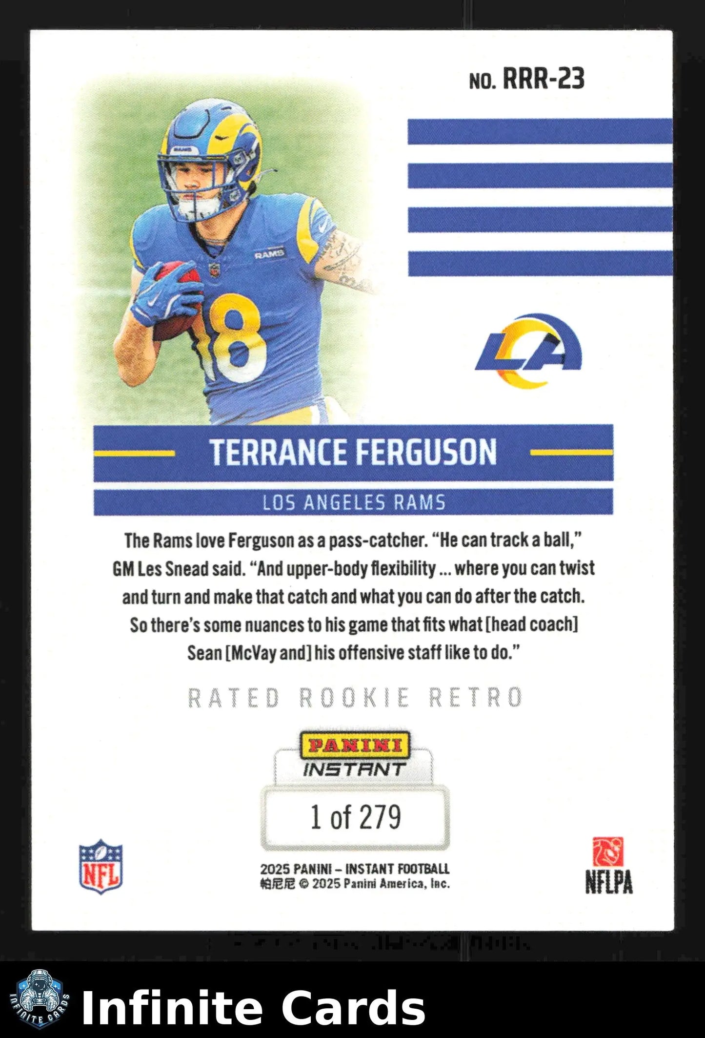 2025 Panini Instant TERRANCE FERGUSON #RRR-23 Rated Rookie Retro Rams RC - Football Card Single