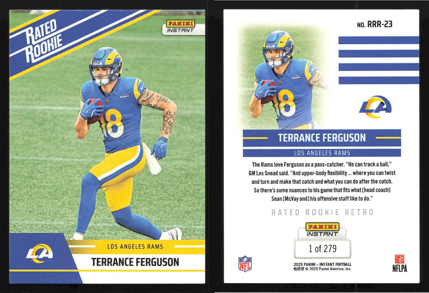 2025 Panini Instant TERRANCE FERGUSON #RRR-23 Rated Rookie Retro Rams RC - Football Card Single