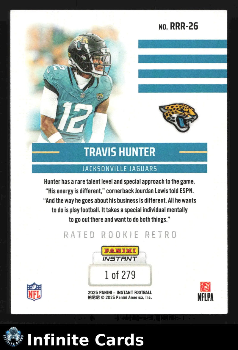 2025 Panini Instant TRAVIS HUNTER #RRR-26 Rated Rookie Retro Jaguars RC