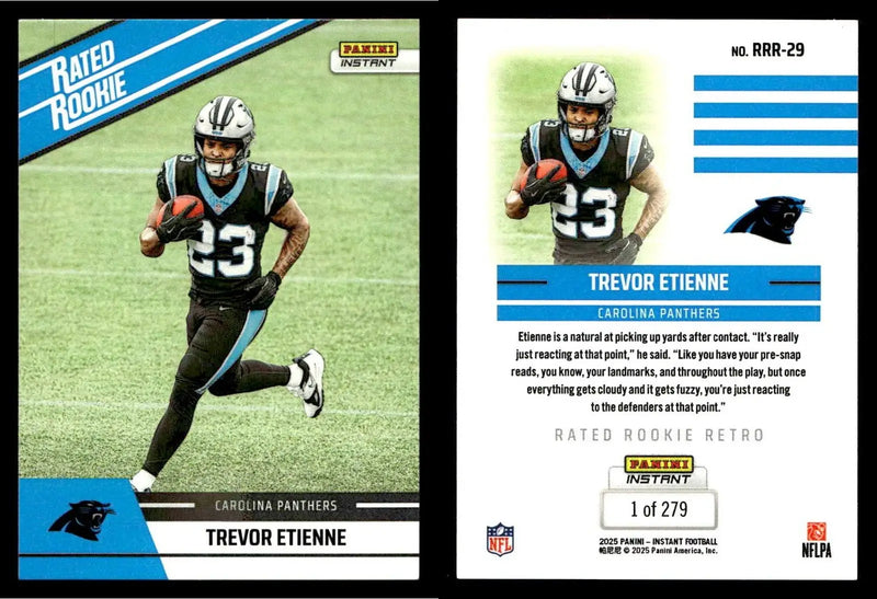 2025 Panini Instant TREVOR ETIENNE #RRR-29 Rated Rookie Retro #/279 Panthers RC - Football Card Single