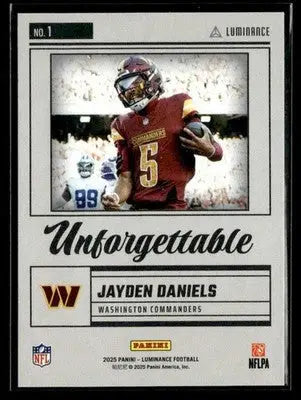 2025 Panini Luminance #1 Jayden Daniels Unforgettable - Football Card Single