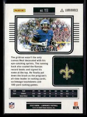 2025 Panini Luminance #113 Devin Neal - Football Card Single