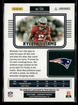 2025 Panini Luminance #134 Kyle Williams Gold Auto #/100 RC New England Patriots - Football Card Single