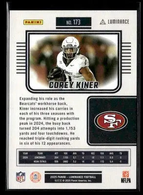 2025 Panini Luminance #173 Corey Kiner - Football Card Single