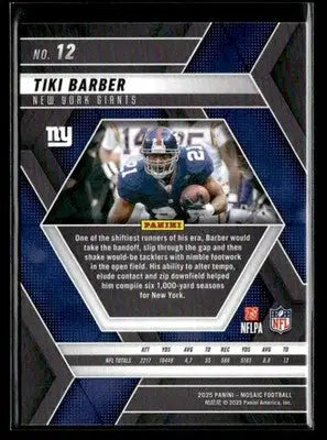 2025 Panini Mosaic #12 Tiki Barber - Football Card Single