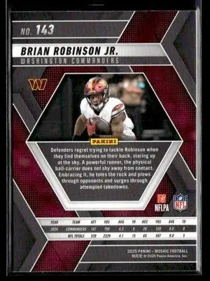 2025 Panini Mosaic #143 Brian Robinson Jr. - Football Card Single