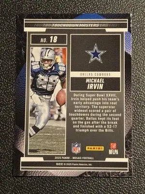 2025 Panini Mosaic #18 Michael Irvin Touchdown Masters - Football Card Single