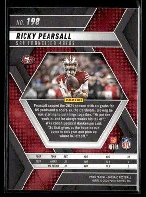 2025 Panini Mosaic #198 Ricky Pearsall - Football Card Single