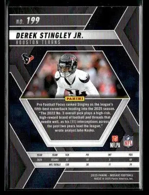 2025 Panini Mosaic #199 Derek Stingley Jr. - Football Card Single