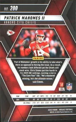 2025 Panini Mosaic #200 Patrick Mahomes II - Football Card Single