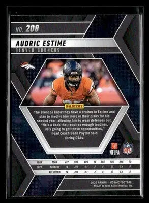 2025 Panini Mosaic #208 Audric Estime - Football Card Single