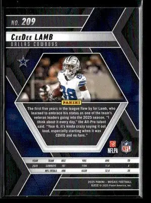 2025 Panini Mosaic #209 CeeDee Lamb - Football Card Single