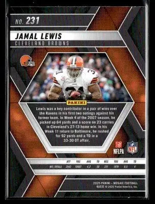 2025 Panini Mosaic #231 Jamal Lewis - Football Card Single