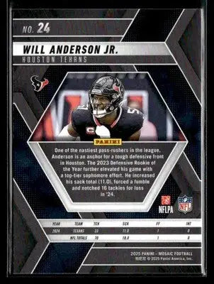 2025 Panini Mosaic #24 Will Anderson Jr. - Football Card Single