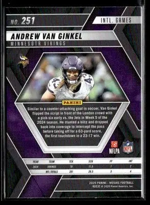 2025 Panini Mosaic #251 Andrew Van Ginkel - Football Card Single