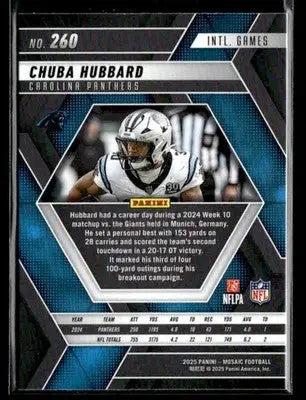 2025 Panini Mosaic #260 Chuba Hubbard - Football Card Single