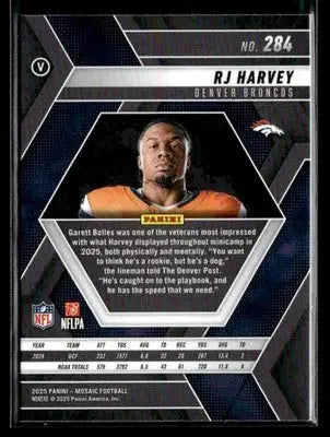 2025 Panini Mosaic #284 RJ Harvey Mosaic - Football Card Single
