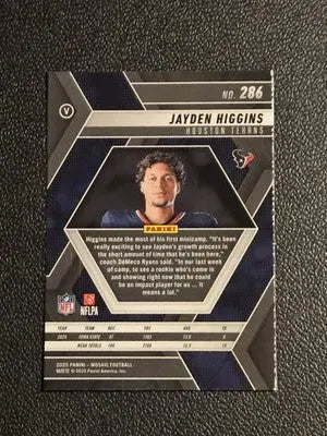 2025 Panini Mosaic #286 Jayden Higgins - Football Card Single