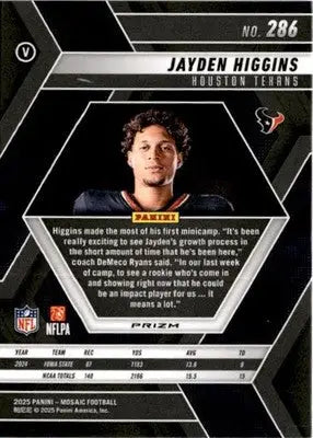 2025 Panini Mosaic #286 Jayden Higgins Silver - Football Card Single