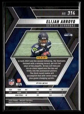 2025 Panini Mosaic #314 Elijah Arroyo Silver Prizm Seattle Seahawks - Football Card Single