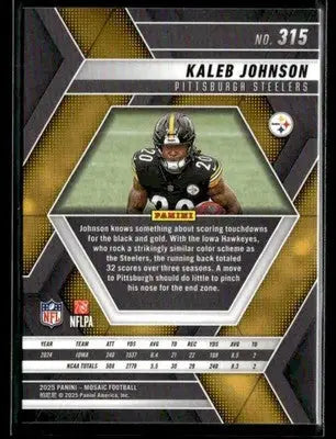 2025 Panini Mosaic #315 Kaleb Johnson - Football Card Single
