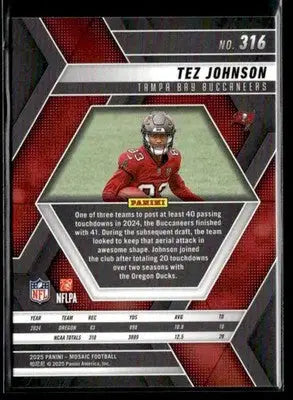 2025 Panini Mosaic #316 Tez Johnson - Football Card Single