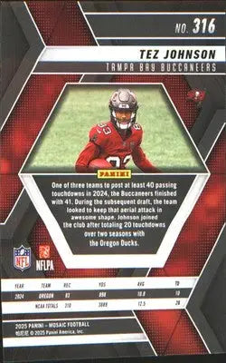 2025 Panini Mosaic #316 Tez Johnson Rookie RC - Football Card Single