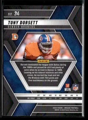 2025 Panini Mosaic #34 Tony Dorsett - Football Card Single