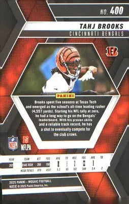 2025 Panini Mosaic #400 Tahj Brooks Rookie RC - Football Card Single
