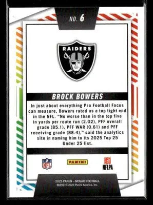 2025 Panini Mosaic #6 Brock Bowers Men of Mastery - Football Card Single
