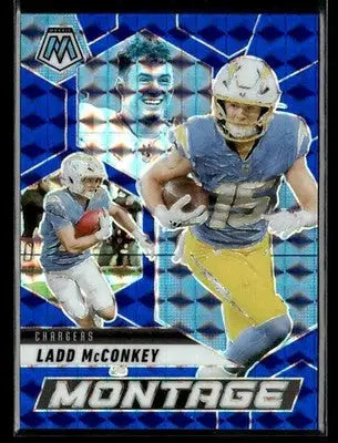 2025 Panini Mosaic #6 Ladd McConkey Montage Mosaic Blue #/99 - Football Card Single