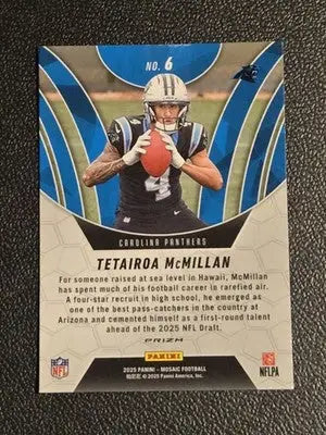 2025 Panini Mosaic #6 Tetairoa McMillan Elevate Mosaic Green - Football Card Single