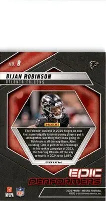 2025 Panini Mosaic #8 Bijan Robinson Epic Performers Mosaic Green - Football Card Single