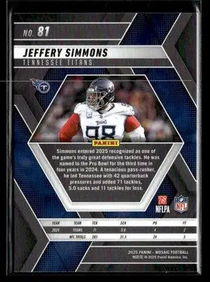 2025 Panini Mosaic #81 Jeffery Simmons - Football Card Single