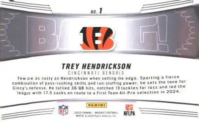 2025 Panini Mosaic Bang! #1 Trey Hendrickson - Football Card Single