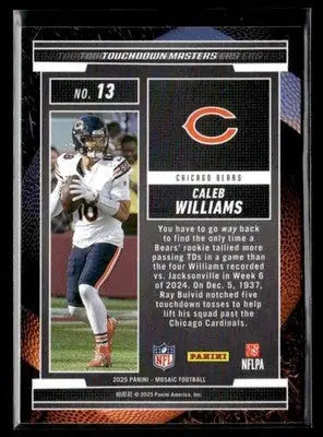 2025 Panini Mosaic Caleb Williams #13 Touchdown Masters Chicago Bears - Football Card Single