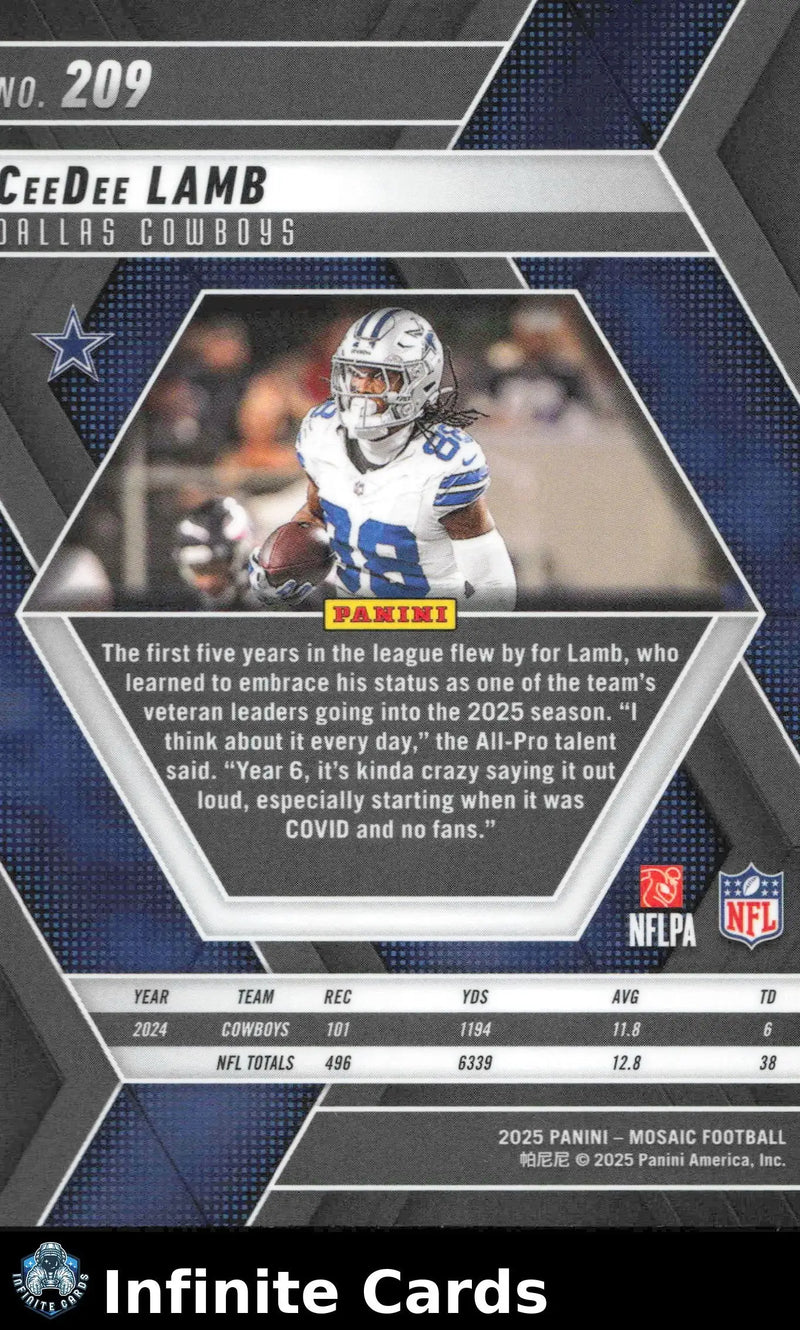 2025 Panini Mosaic CEEDEE LAMB #209 Dallas Cowboys - Football Card Single