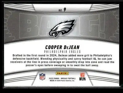 2025 Panini Mosaic Cooper DeJean #9 Bang! Philadelphia Eagles - Football Card Single