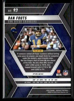 2025 Panini Mosaic Dan Fouts #93 Scope Purple San Diego Chargers